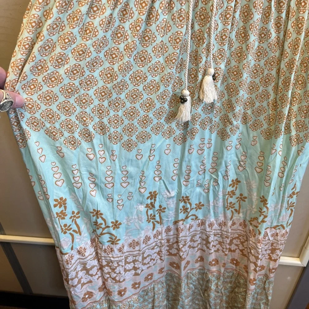 Spell full length Maxi Dress - Blue and Cream Pattern 3XL NWOT - Picture 2 of 13